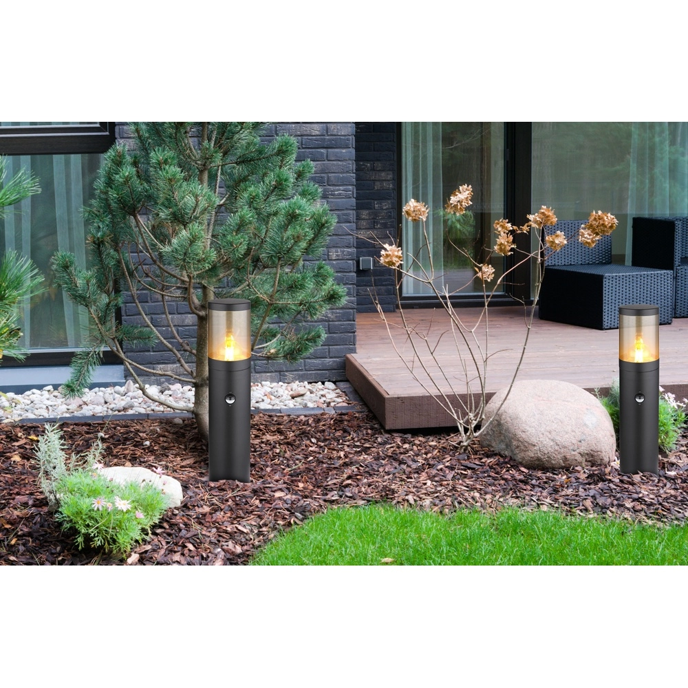 Moderne Gartenlampe Xeloo Schwarz mit Sensor Globo 9007371438280
