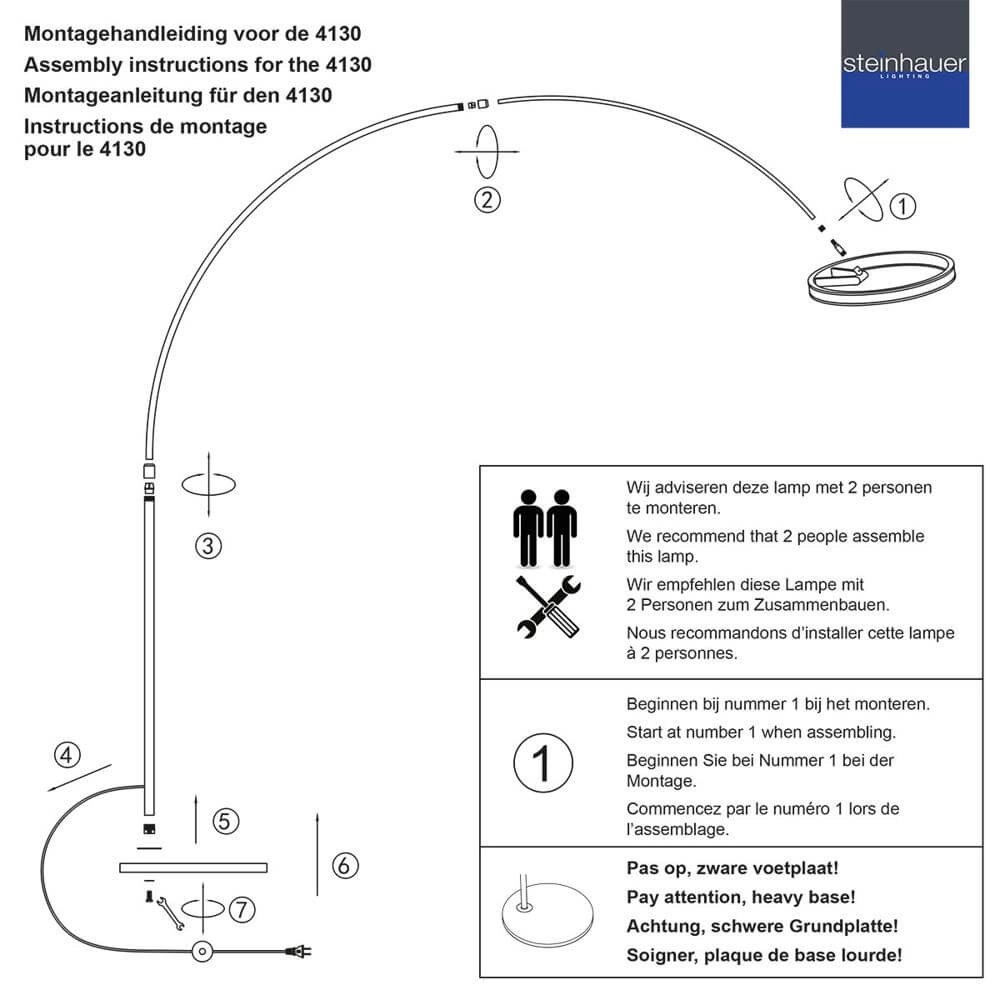 Design-Bogenlampe Ringlux schwarz mit gold Steinhauer 8712746177398