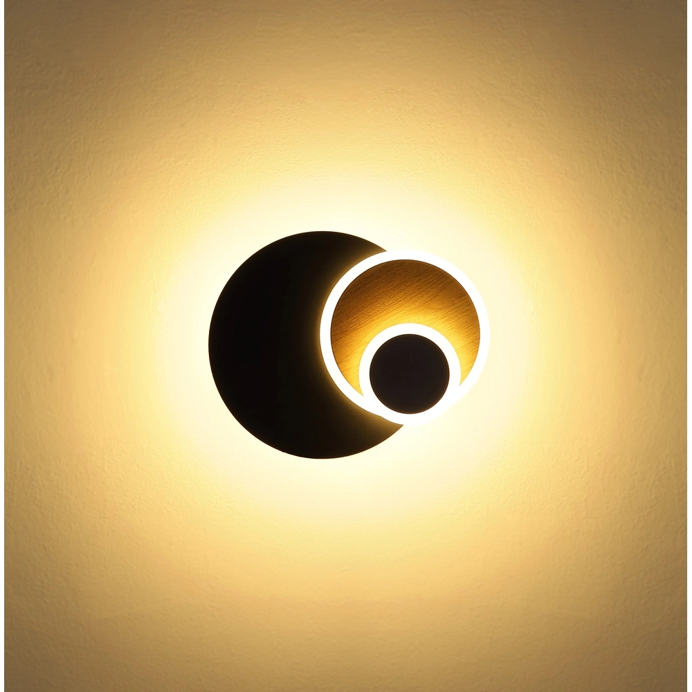 Schwarze Wandlampe Odonell mit Holz Globo 9007371566419