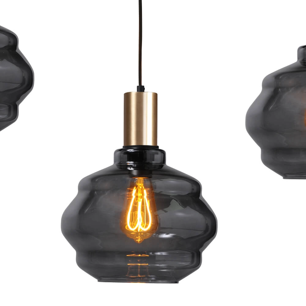 5-flammige Hängelampe - Gold - Porto mit Kugelrauchgläsern - Ø 24cm Masterlight 8718121270142