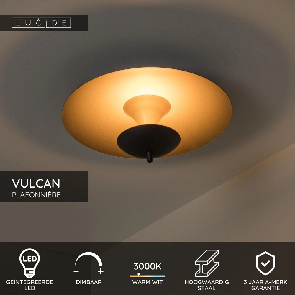 Design-Deckenlampe Vulcan Gold mit Schwarz Lucide 5411212303448