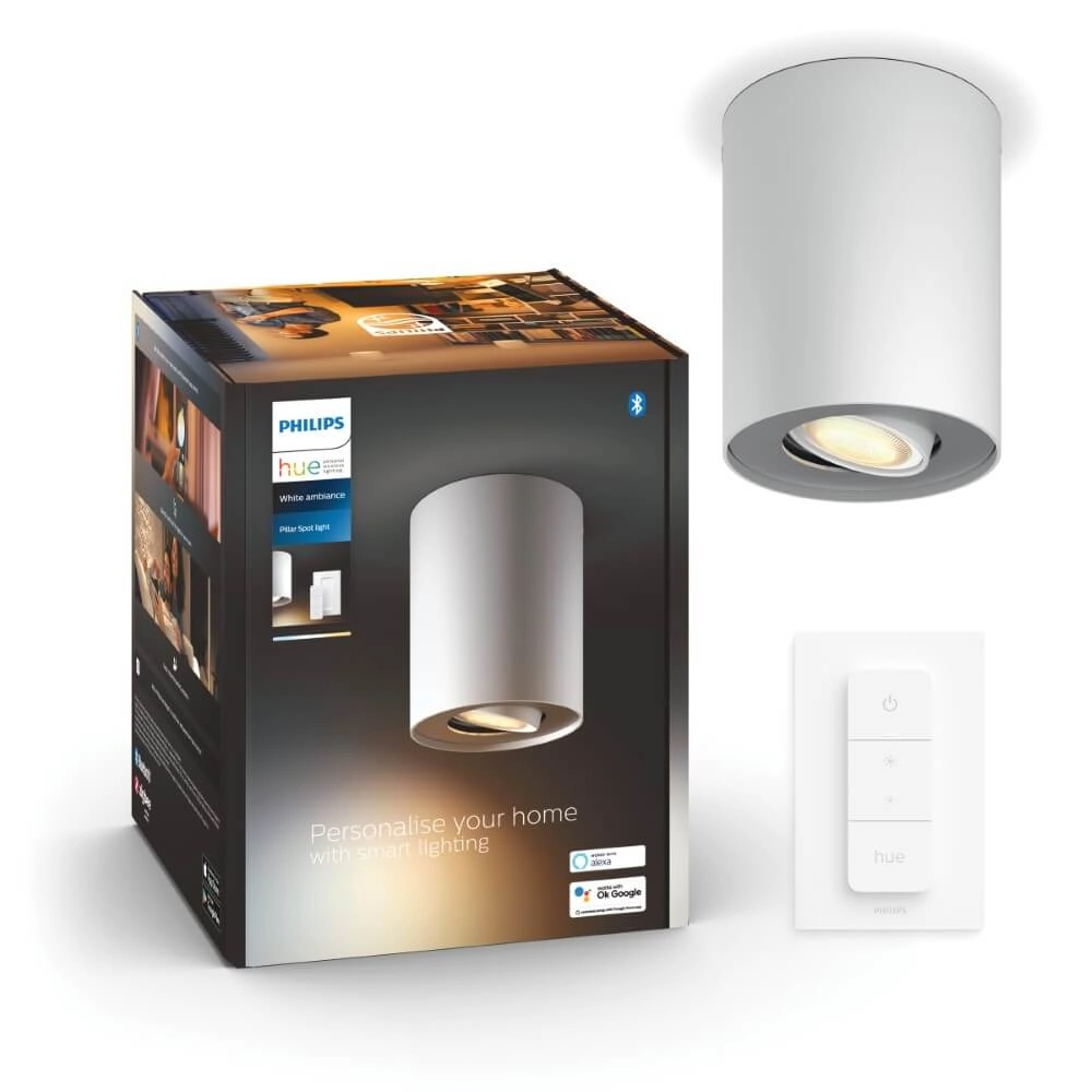 Deckenstrahler Hue Pillar - White Ambiance 1-flammig weiß mit Schalter Philips 8719514338487