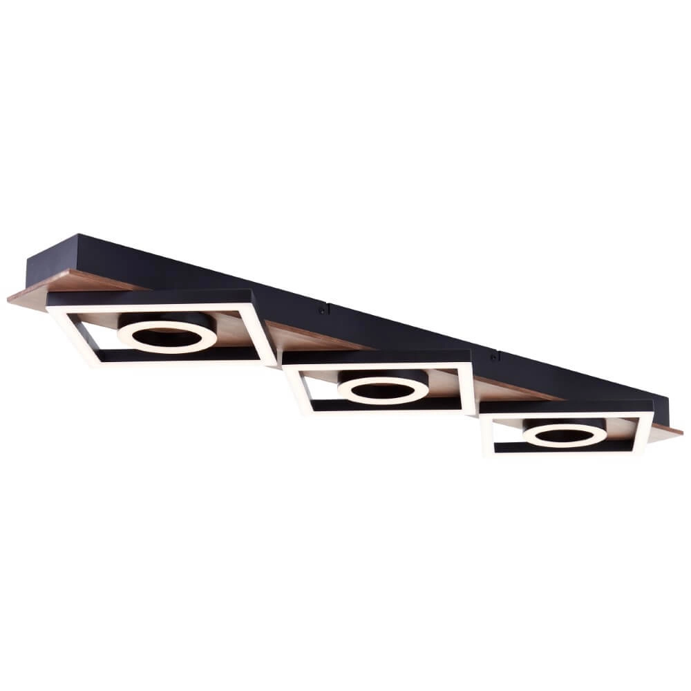 Deckenleuchte schwarz mit Holz Maureen 88cm Brilliant 4004353435263