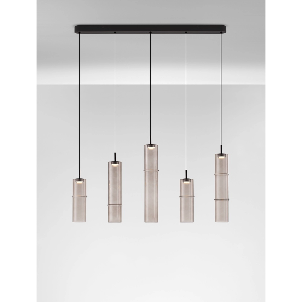 Einzigartige Pendelleuchte Sano gerades 5-flammiges Rauchglas Lyora 5212017474070