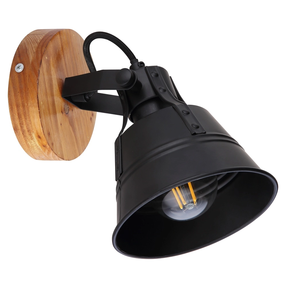 Landwandlampe Günther Schwarz mit Holz Globo 9007371413720