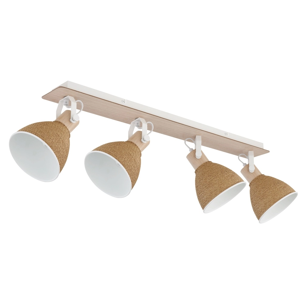 Deckenlampe Lyndon 4-hell weiß mit Rattan Globo 9007371589746