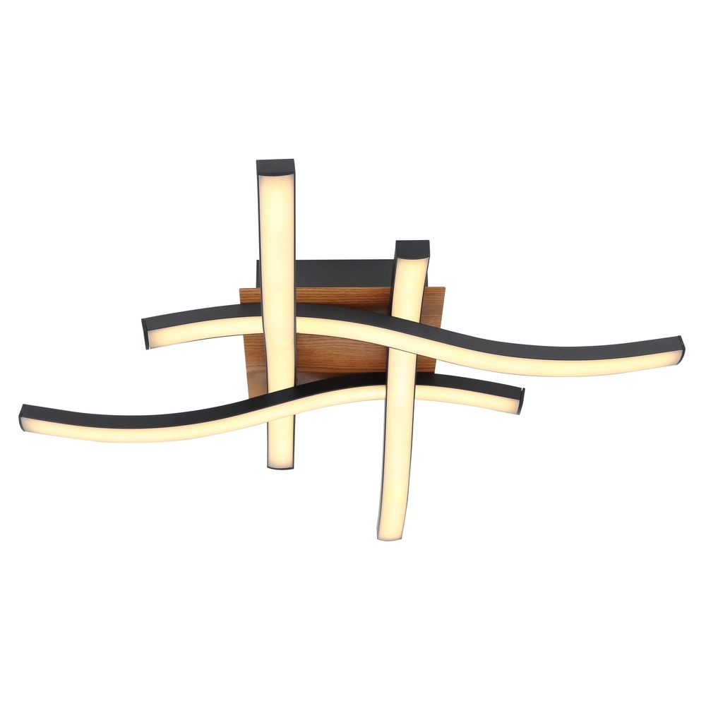 Deckenlampe Evita Schwarz mit Holz Globo 9007371419173
