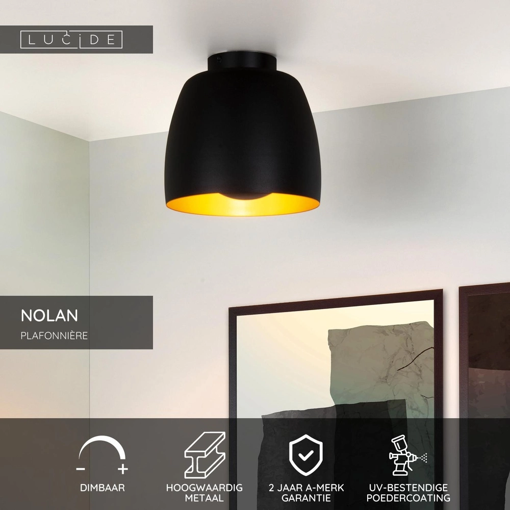 Deckenlampe Nolan Ø 24 cm schwarz Lucide 5411212302854