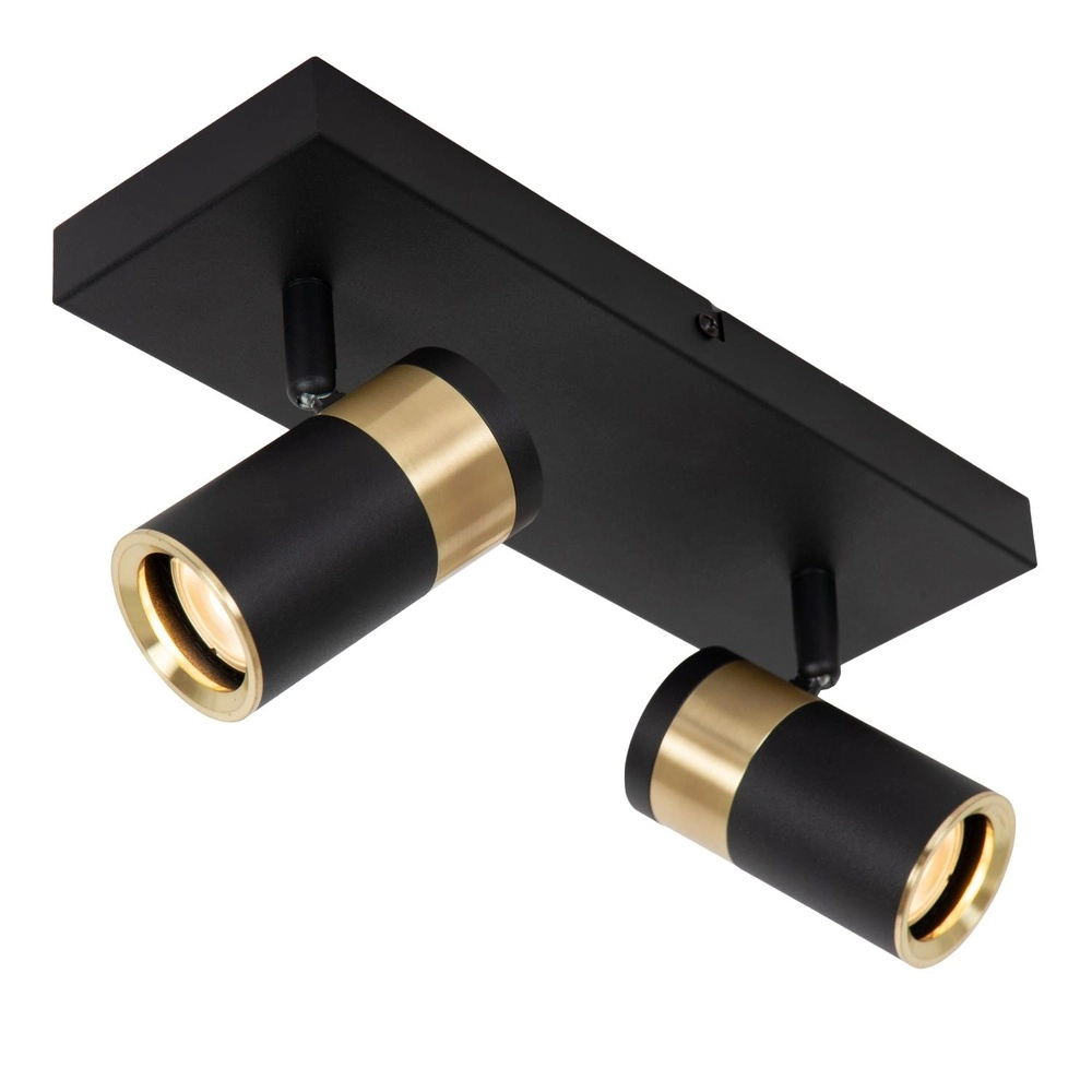 Deckenlampe Gorik 2-hell schwarz mit Gold Lucide 5411212530981