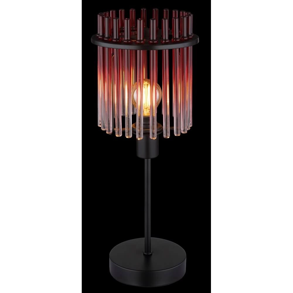 Schwarze Tischleuchte Gorley mit rotem Glas Ø 15cm Globo 9007371471959
