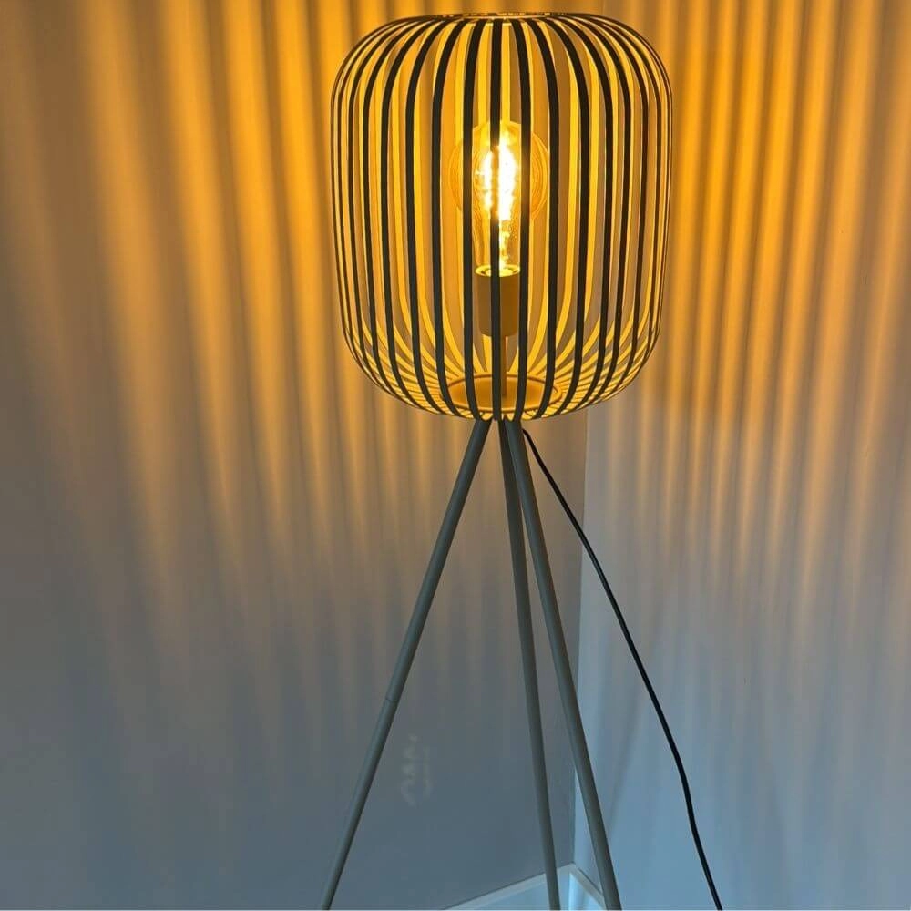 Sandbraune Stehlampe Romazzina Ø 32,5cm Eglo 9008606244515