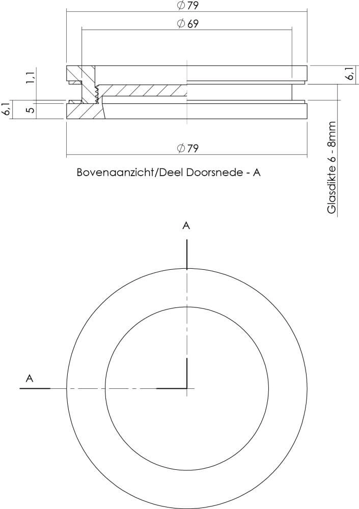 Tür-Schiebegriff Alvro für Glastür Edelstahl Intersteel 8714186142585