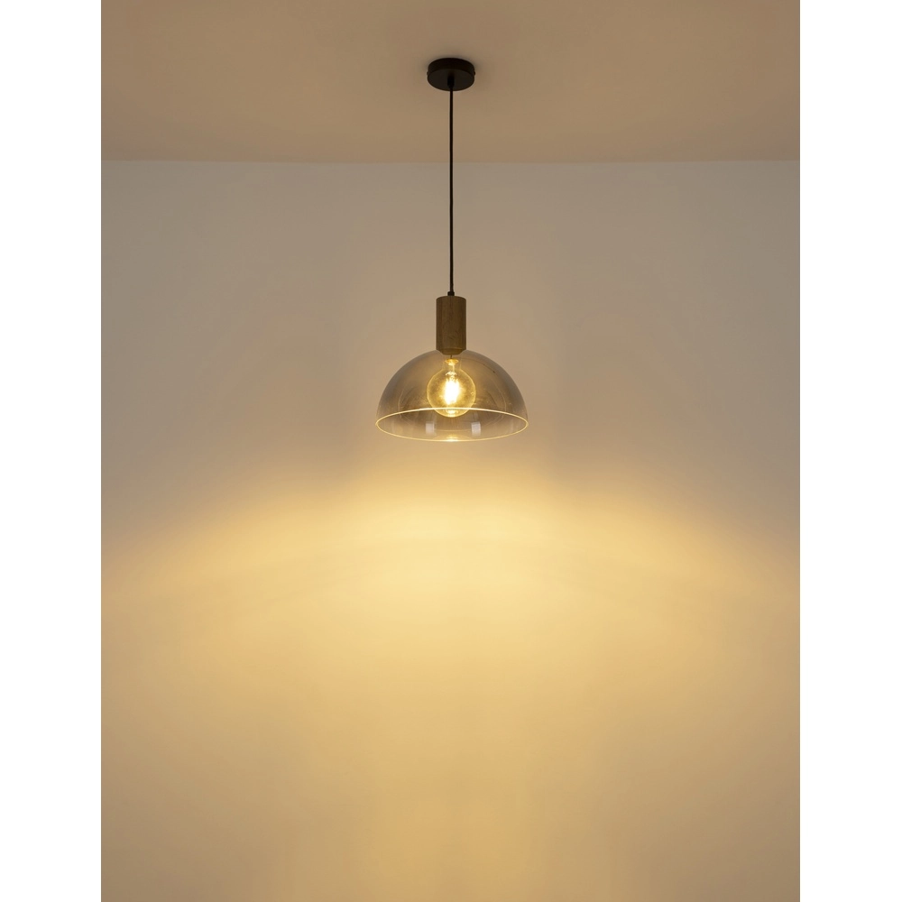 Land-Pendellampe Romy Schwarz mit Holz Globo 9007371580354