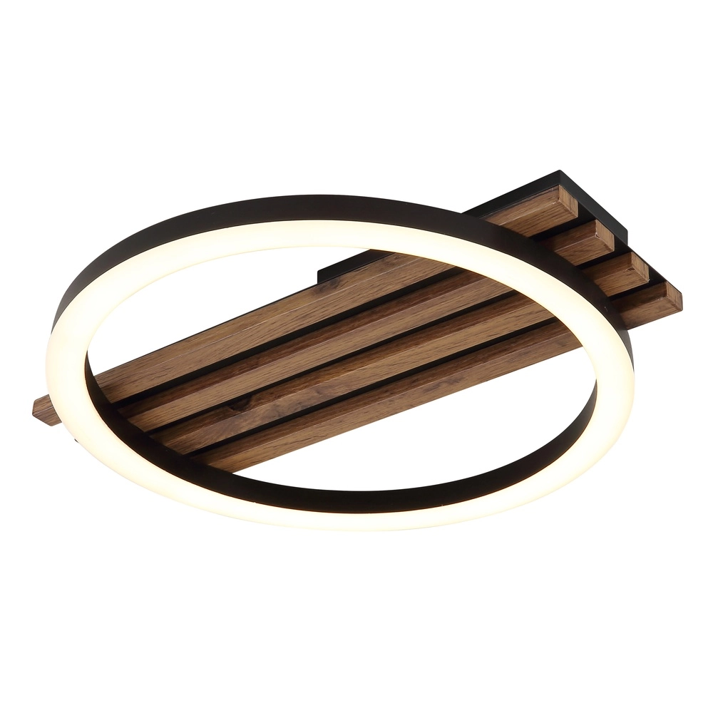 Deckenlampe Tisha Einzelne schwarz mit Holz