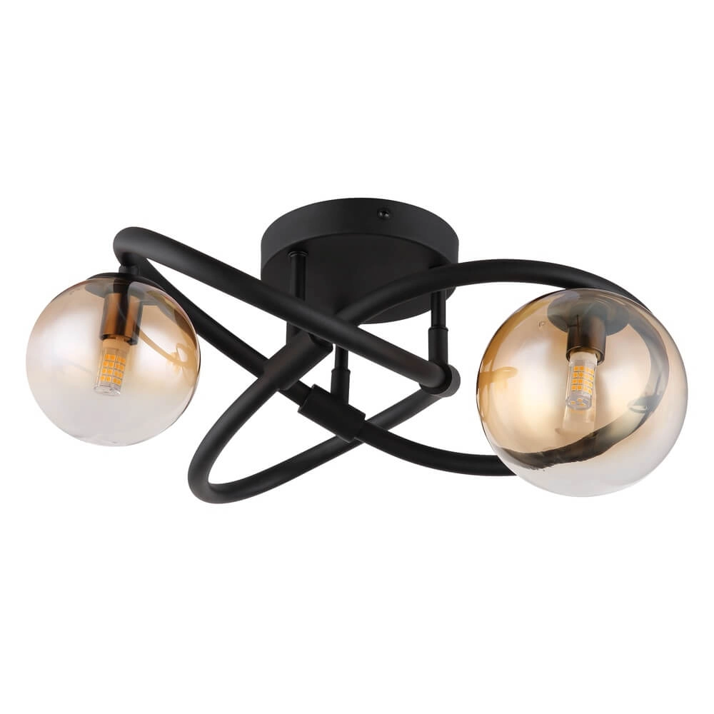 Schwarze Deckenleuchte Tuberius Bauform 2-flammig Globo 9007371458431