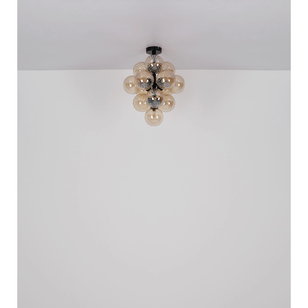 Schwarze Deckenlampe Conor mit Bernsteinglas Globo 9007371518173