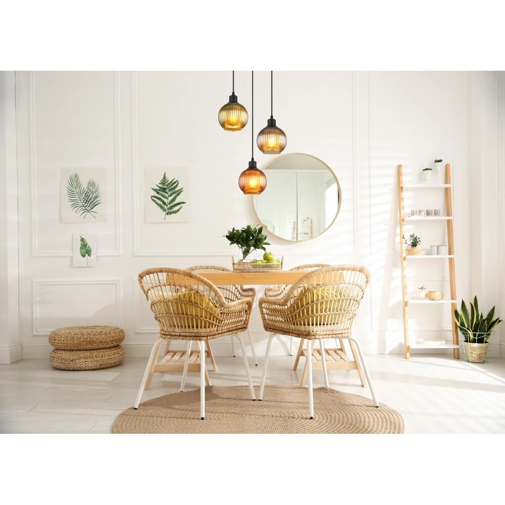 Runde Pendelleuchte Zumba farbiges Glas 3-flammig Ø 36cm Globo 9007371449828