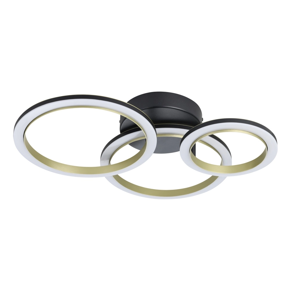 Intelligente Deckenbeleuchtung Calliera 49 cm – schwarz mit Gold – rund