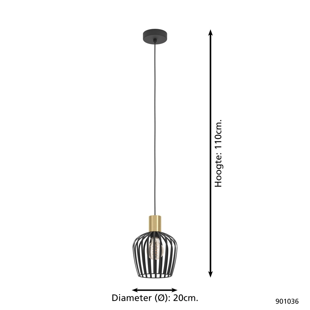 Pendellampe Empoli Schwarz mit Gold – Ø 20cm Eglo 9008606299881