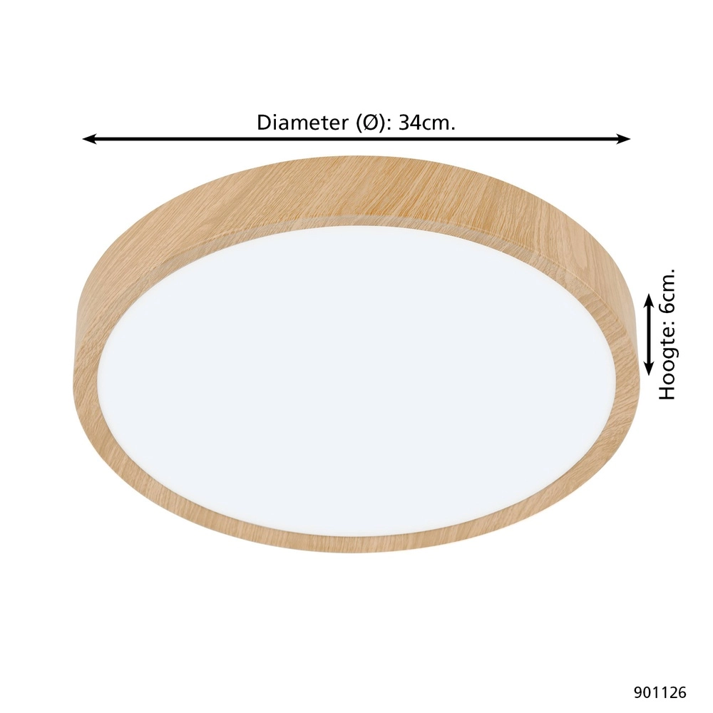 LED-Deckenlicht Musurita Holzlook – Ø 34 cm Eglo 9008606304318
