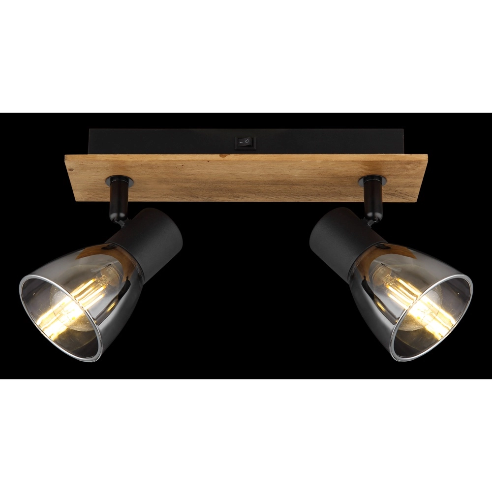 Deckenlampe Claude 2-helliges Schwarz mit Holz Globo 9007371443208