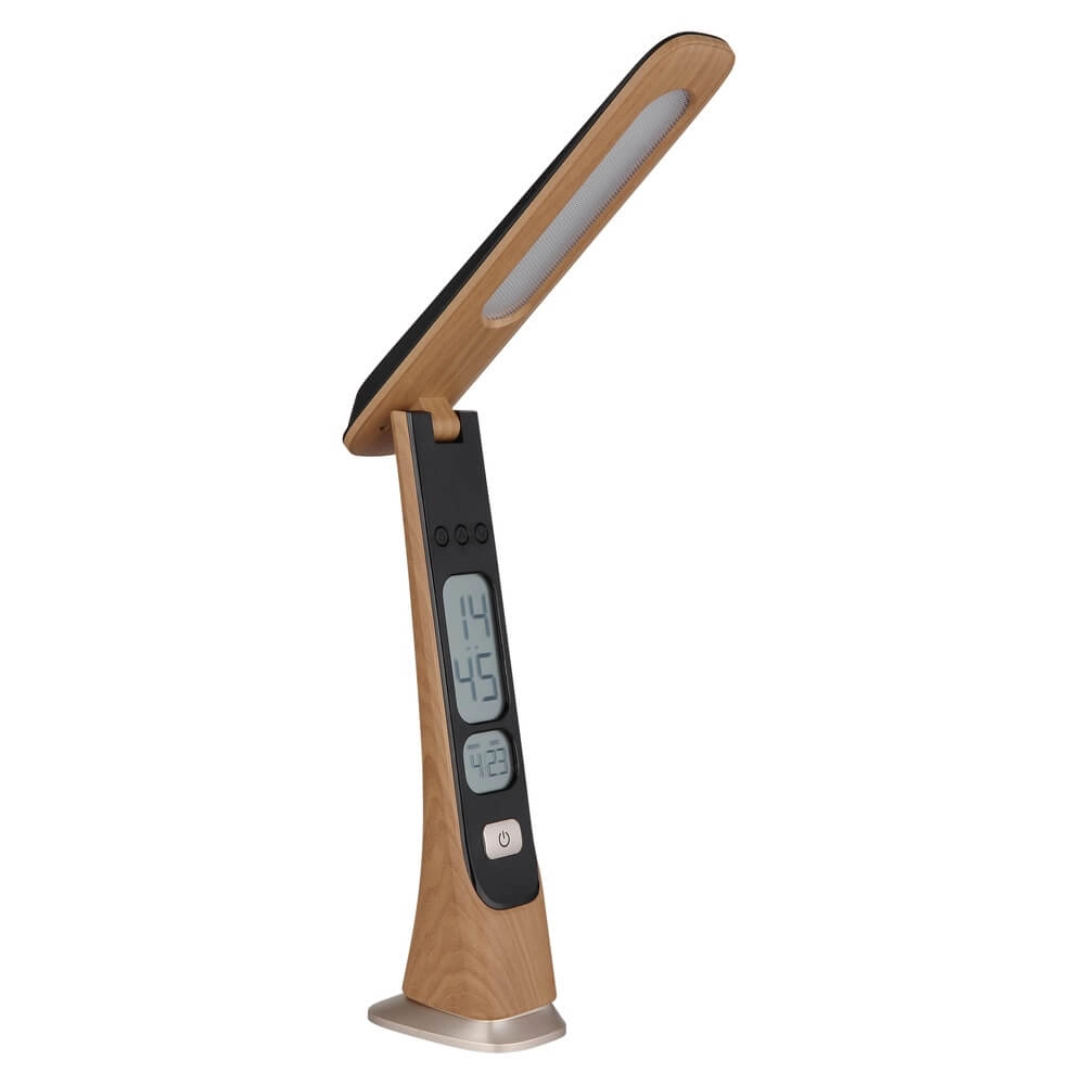 Schreibtischlampe Averie Holz mit Uhr Globo 9007371471720