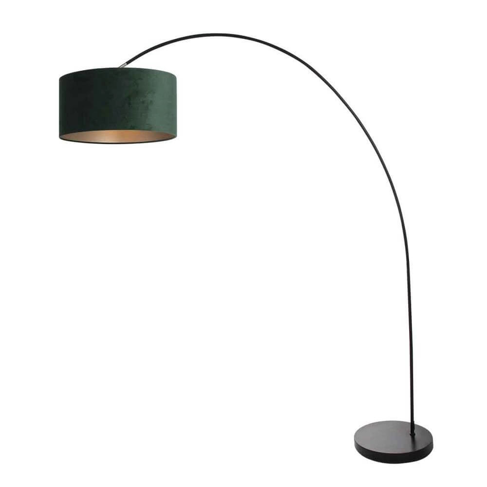 Bogenlampe Solva schwarz mit grüner Kapuze Steinhauer 8712746174731