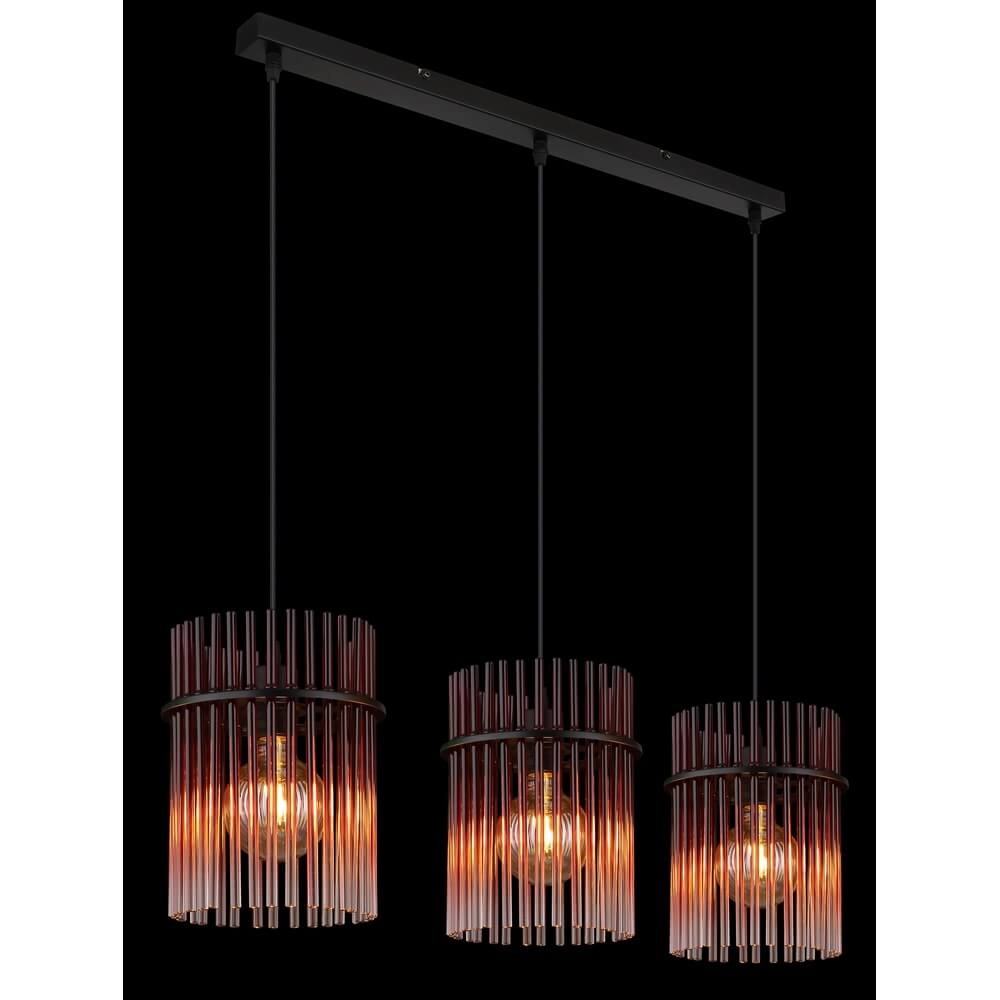 Schwarze Pendelleuchte Gorley mit rotem Glas 3-flammig Globo 9007371465965