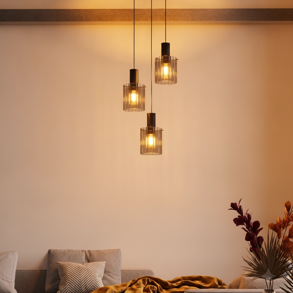 Design-Pendelleuchte Mirbi 3-flammig schwarz rund