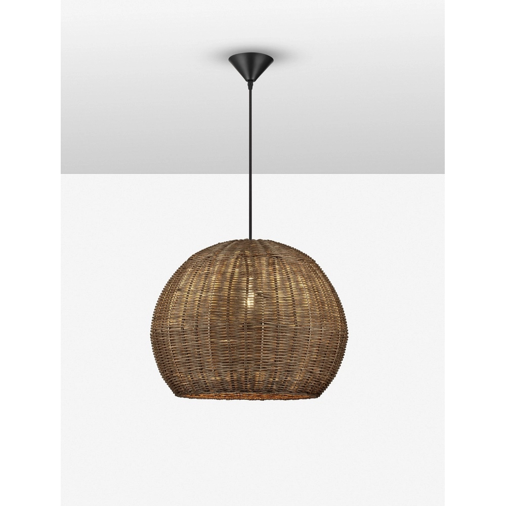 Pendellampe Rielo Schwarz mit Rattan Lyora 5212017487957