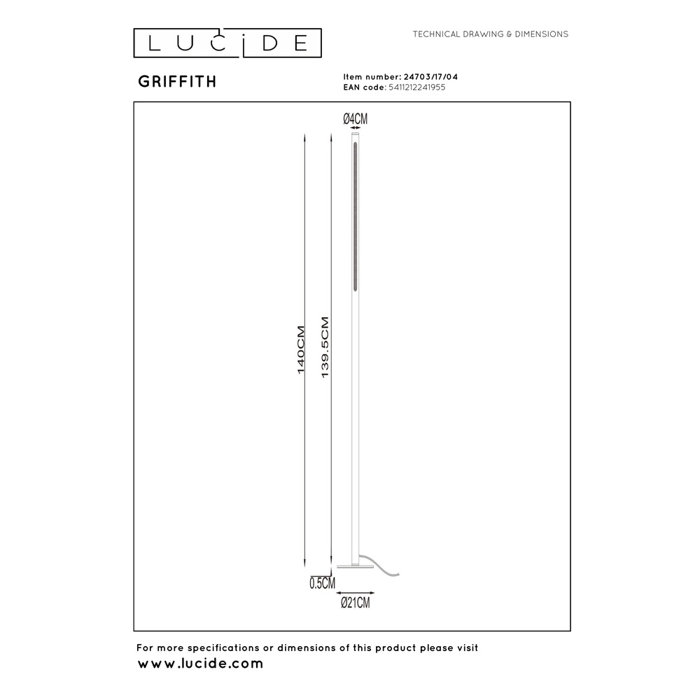 Design-Stehlampe Griffith Bronze Premium by Lucide 5411212241955