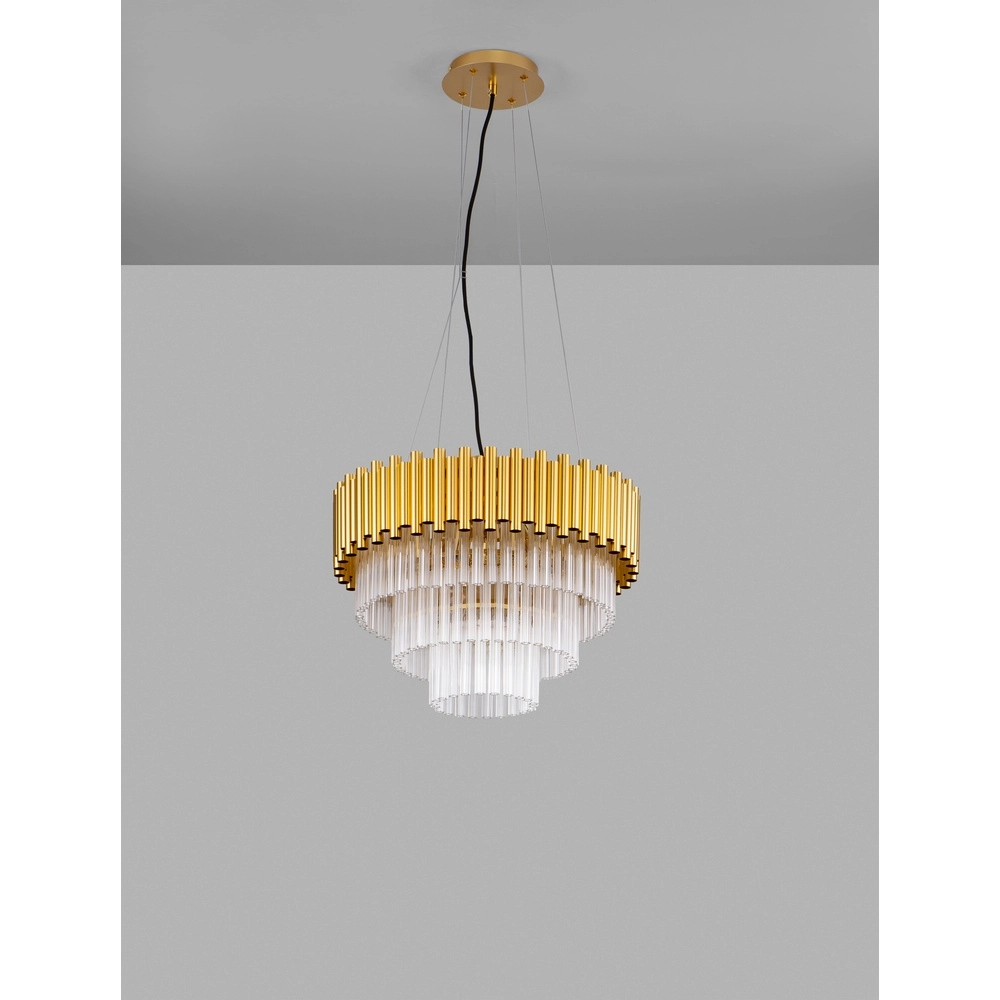 Pendelleuchte Magnolia gold mit Kristall Ø 50cm Lyora 5212017435026