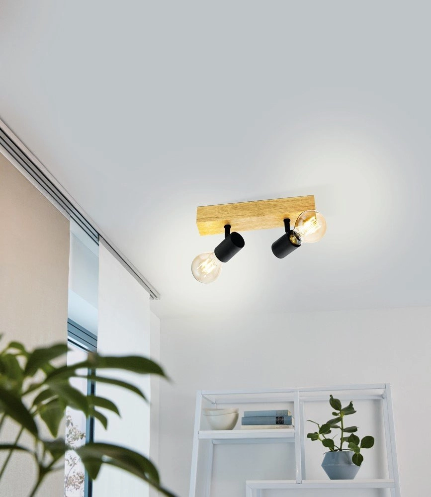 Scheinwerfer Townshend 3 2 Lichtschwarz mit holz Eglo 9002759994785