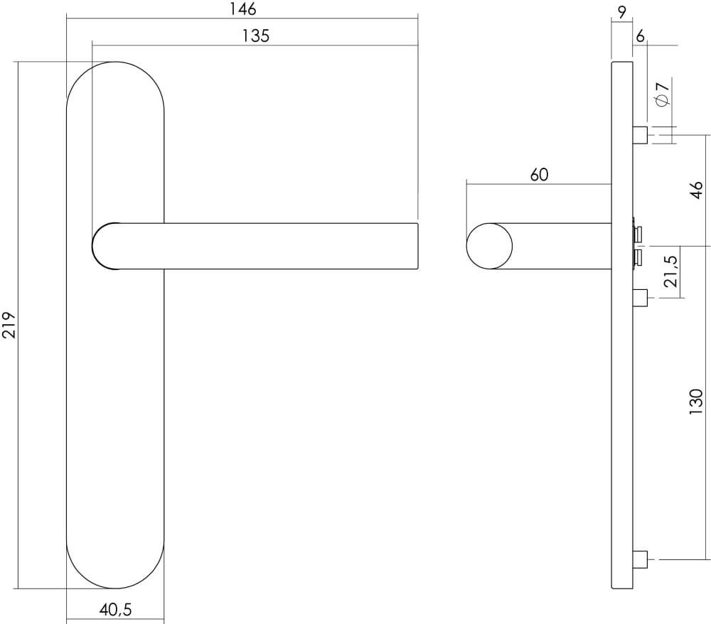 Türklinke Recht Blind Edelstahl Intersteel 8714186171943