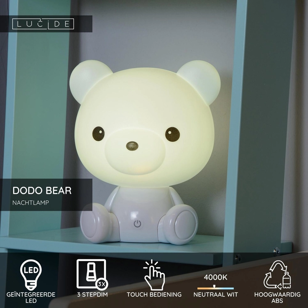 Nachtlicht Dodo Bear Kinderzimmer weiß Lucide 5411212712738