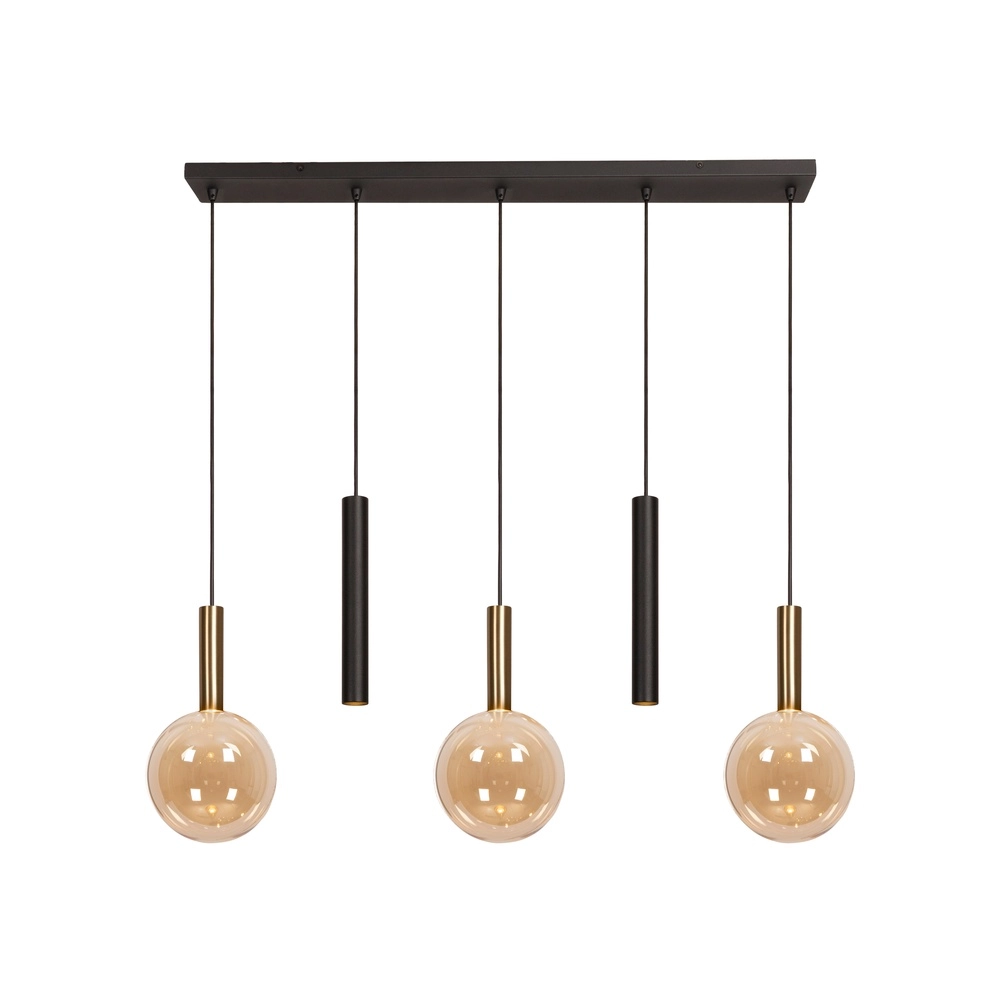 5-Licht Pendellampe Josiane Schwarz mit Gold Lucide Vibes 5411212212276