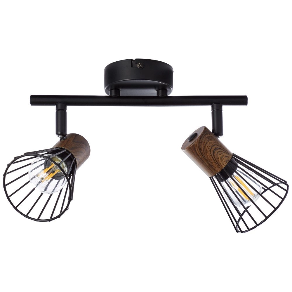 Deckenleuchte Manama 2 Lichtschwarz mit Holzbraun Brilliant 4004353326530