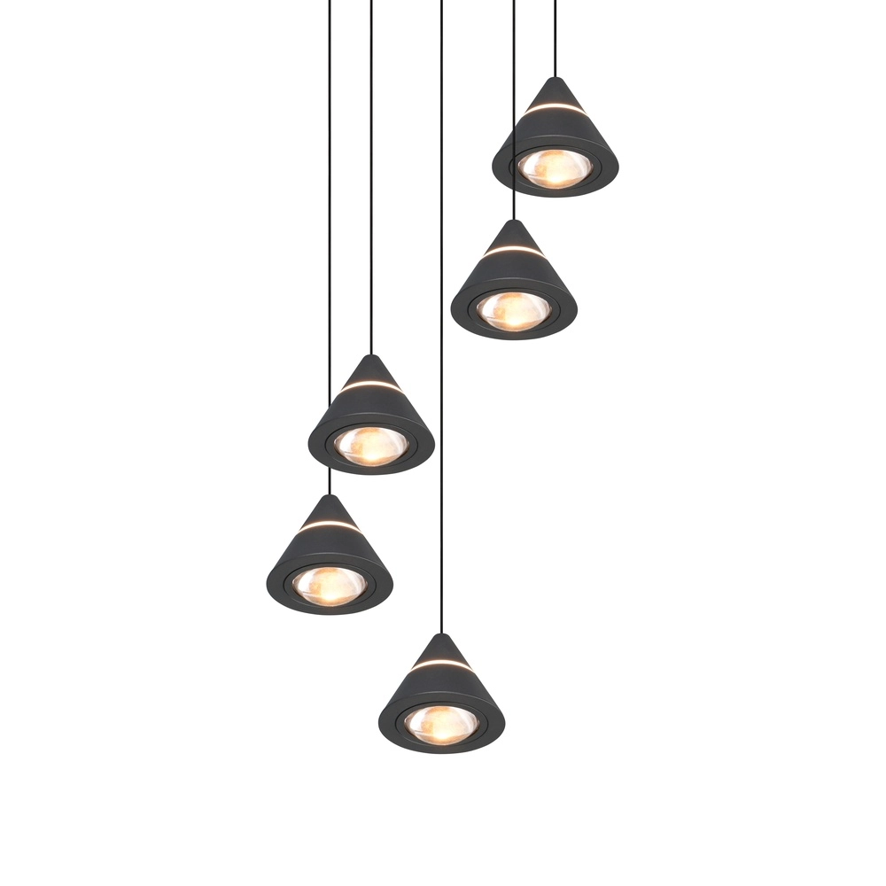 Design-Pendelleuchte Romeo 5-flammig schwarz Trio 4017807667806