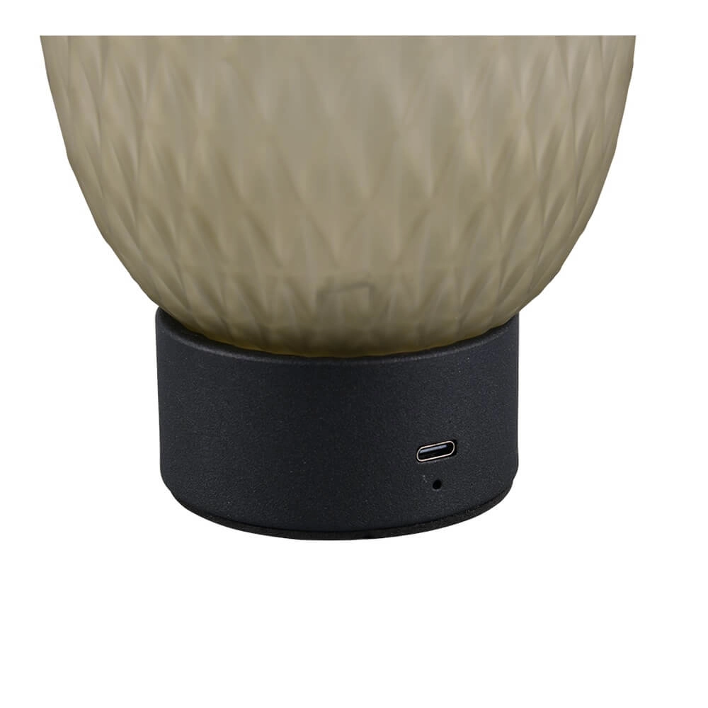 Tischlampe Facette Schwarz mit grünem Glas Trio 4017807643565