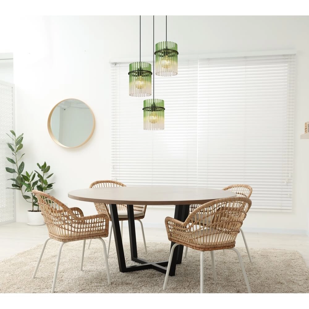 Schwarze Pendelleuchte Gorley mit grünem Glas Ø 47cm Globo 9007371462988