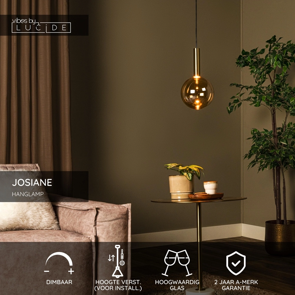 Pendellampe Josiane Schwarz mit Gold Lucide Vibes 5411212212269