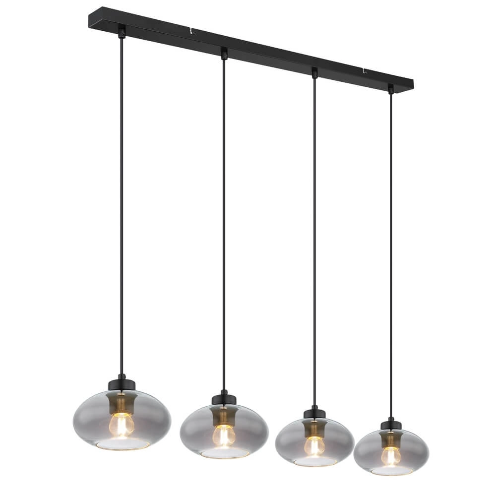 Schwarze Pendelleuchte Shaun 4-flammig gerade Globo 9007371442478