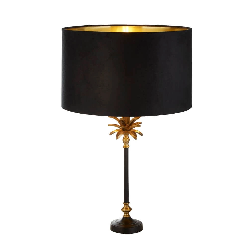 Tischlampe Palm schwarz mit schwarzer Kapuze Searchlight 5053423257389