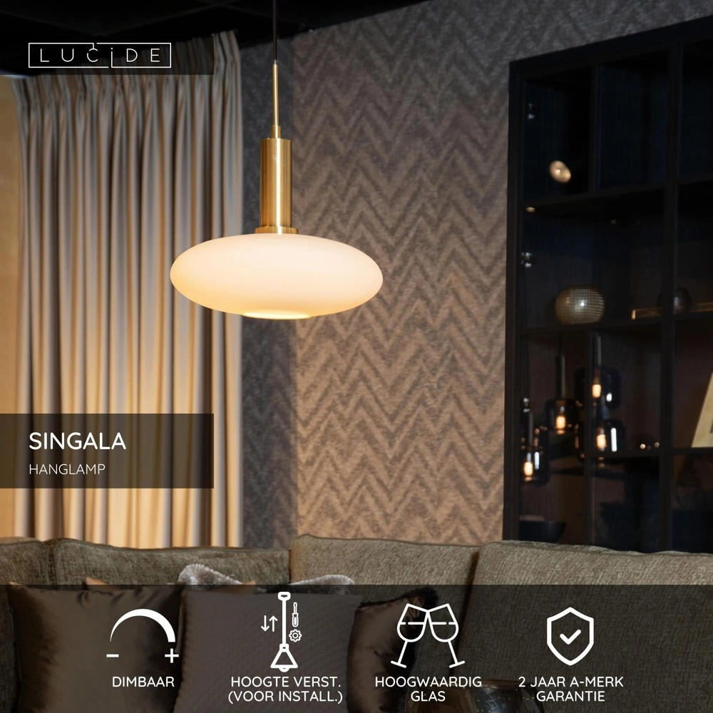 Design-Pendellampe Singala Ø 30 cm Gold mit Weiß Lucide 5411212251084