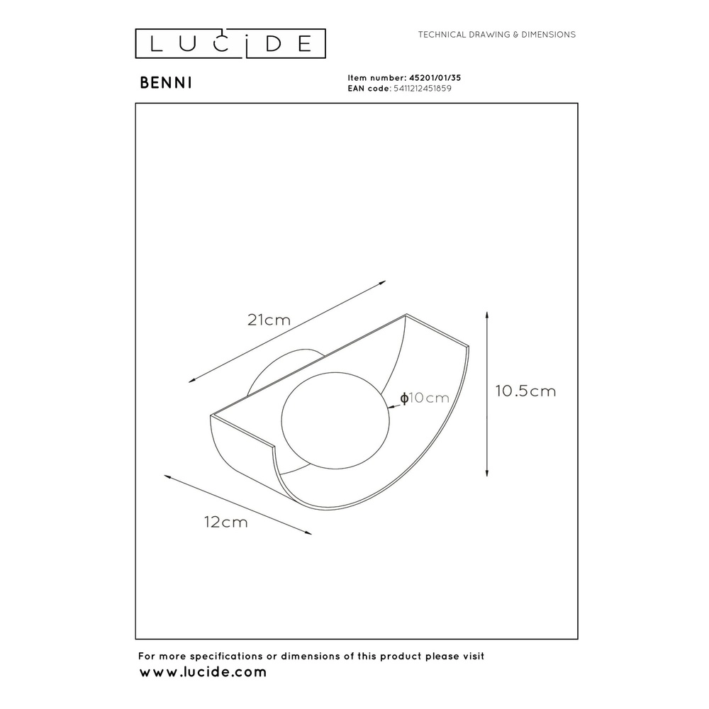 Design-Wandlampe Benni Blau Lucide 5411212451859
