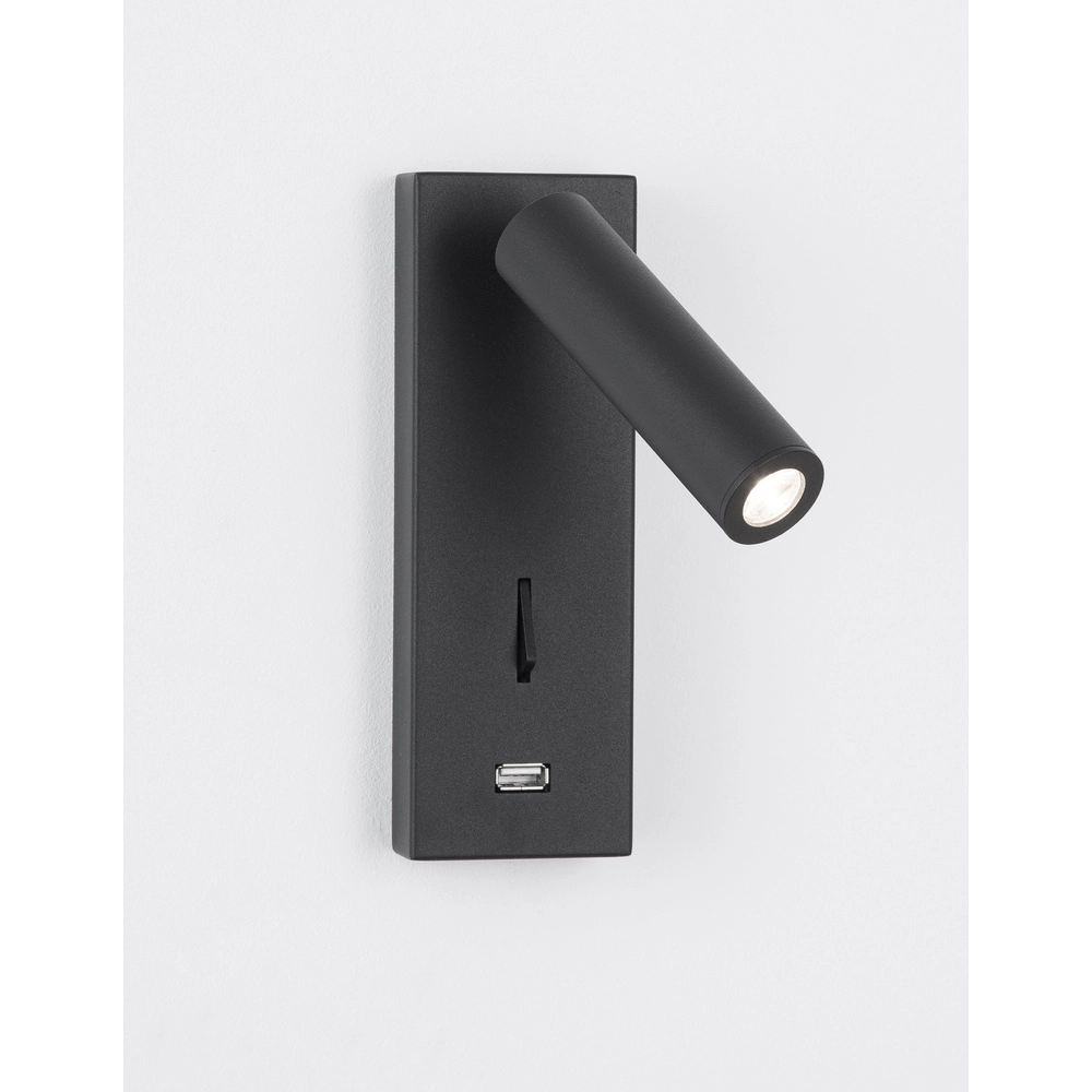 Nachttischlampe Fuse Schwarz mit USB Lyora 5212017423719