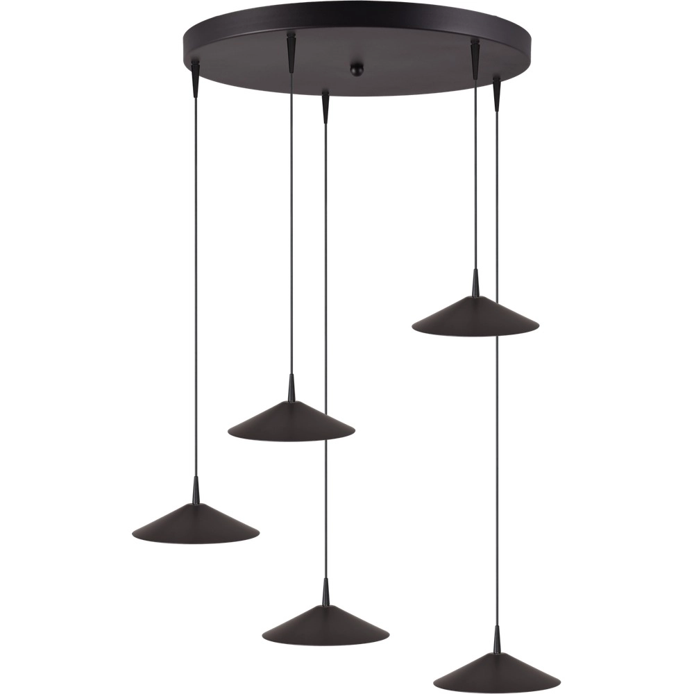 5-Licht Pendellampe Ceppo schwarz Ø 22 cm rund