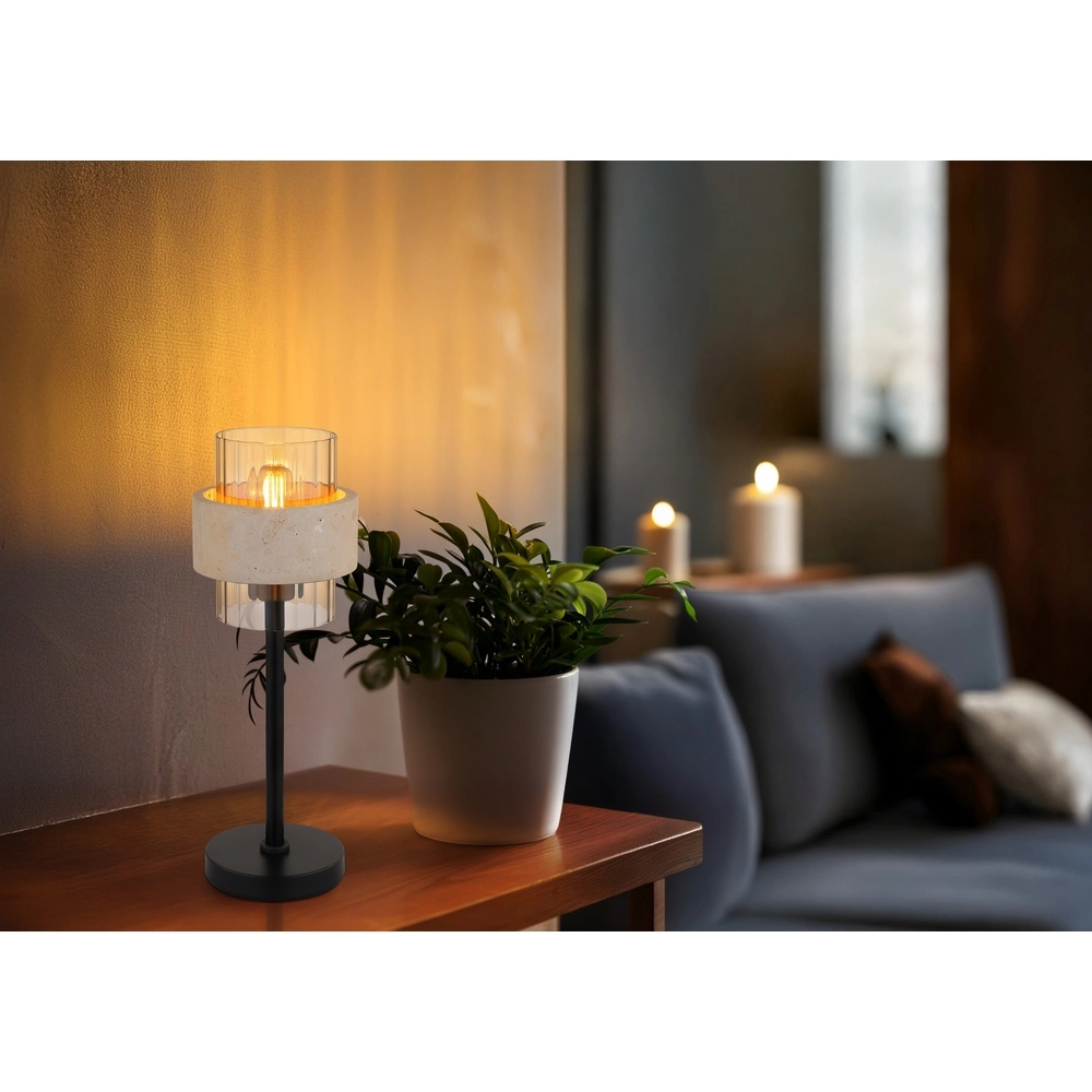 Tischlampe Daren Schwarz mit Marmor Globo 9007371592661