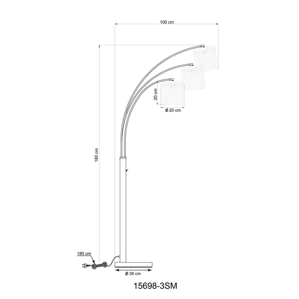 Goldene Stehleuchte Gorley mit Glas 3-flammig Globo 9007371481019