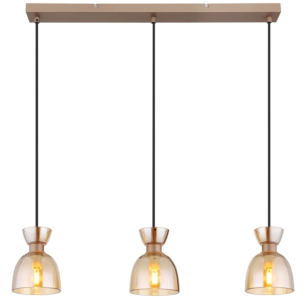 Design-Pendellampe Massey Kaffeebraun 3-Licht Globo 9007371533503